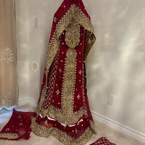 Elegant Red and Gold Embroidered Lehenga